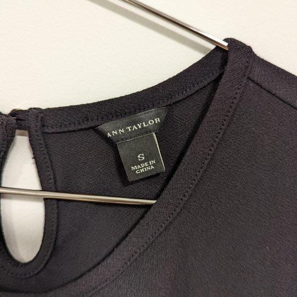 Ann Taylor Keyhole Button Top, Black, Women's S - Picture 3 of 5